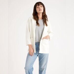 Quince 100% Organic Cotton Knit Blazer Ivory Size Medium NWT